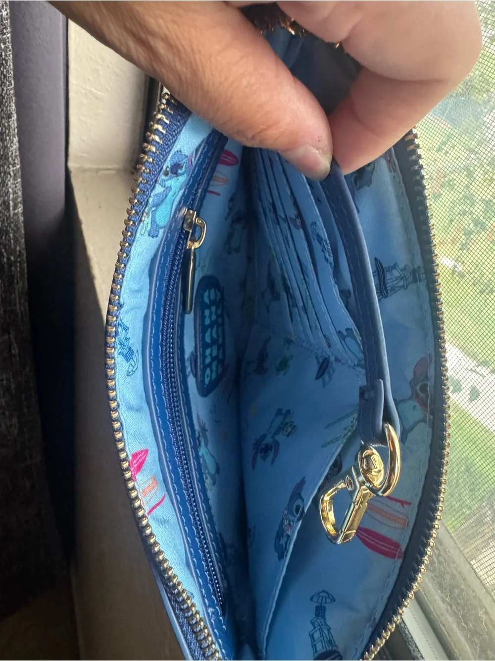 Disney Blue Stitch Floral Wristlet Clutch